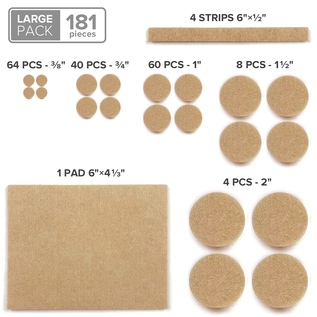 Felt Furniture Pads X-PROTECTOR 181 PCS Premium Furniture Pads - Felt Pads Furniture Feet Best Wood Floor Protectors - Protect Your Hardwood & Laminate Flooring!