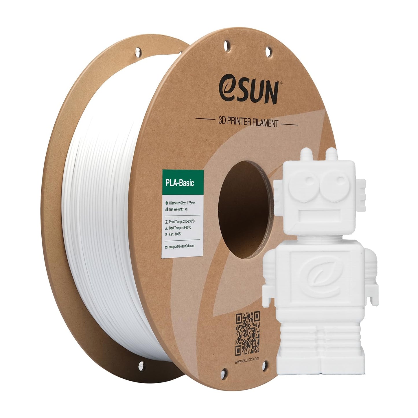 eSUN PLA Basic Filament 1.75mm, 3D Printer Filament High Speed PLA for Fast Printing, 1KG Spool (2.2 LBS) 3D Printing Filament for High Speed 3D Printers, White