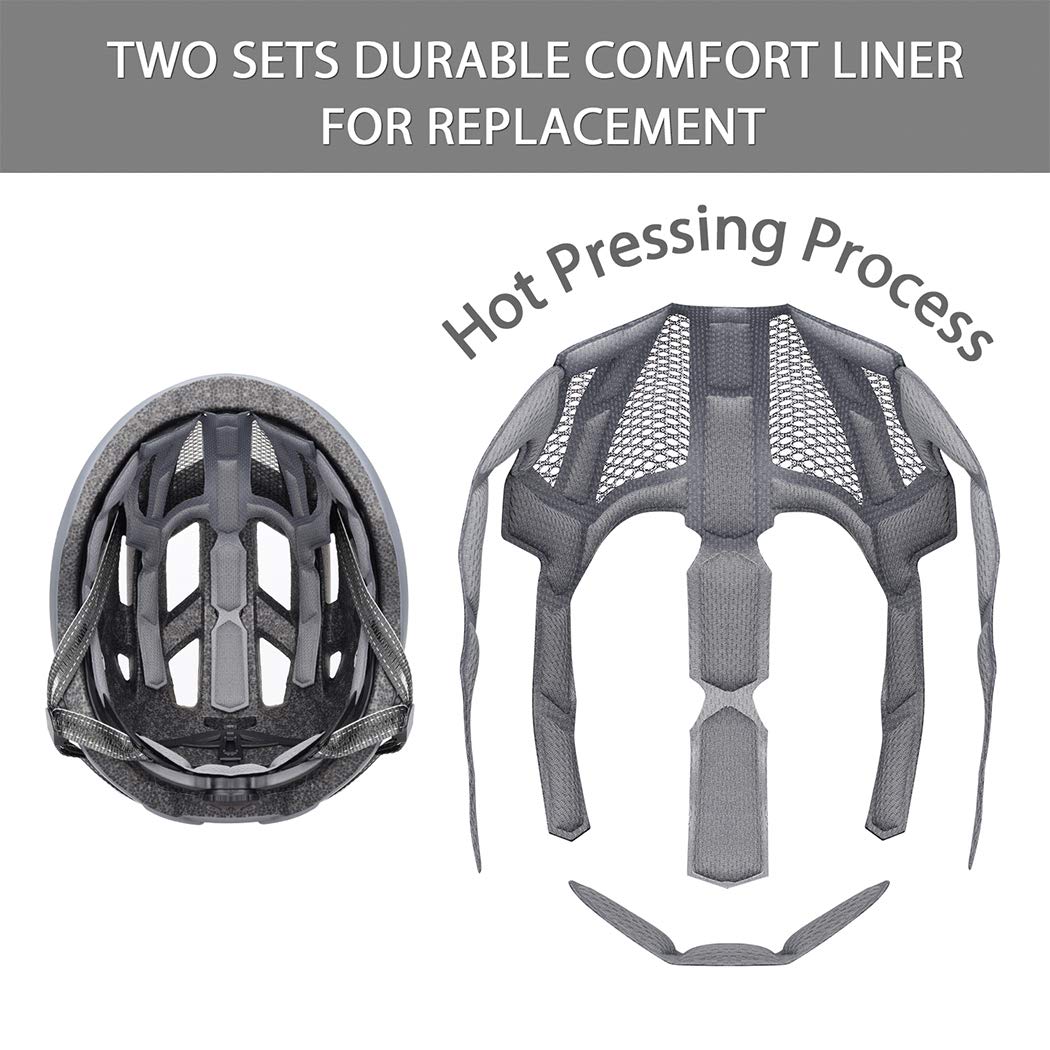 Adult-Men-Women Bike Helmet with Light - Mountain Road Bicycle Helmet with Replacement Pads & Detachable Visor