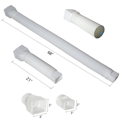 plusgutter White 1-Pack Rain Gutter Downspout Extensions Flexible, Drain Downspout Extender,Down Spout Drain Extender, Gutter Connector Rainwater Drainage,Extendable from 21 to 68 Inches