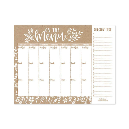 Hadley Designs - Rustic Weekly Meal Planning Calendar Grocery Shopping List Magnet Pad for Fridge, Week Diet Planner Tools Refrigerator What to Eat Dinner Notepad