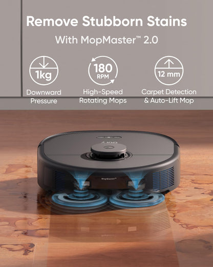 eufy Renewed X10 Pro Omni Robot Vacuum and Mop Combo, 8,000 Pa Suction, Dual Mops with 12 mm Auto-Lift and Carpet Detection, AI Obstacle Avoidance, Auto Mop Washing, Auto Drying, Self-Emptying