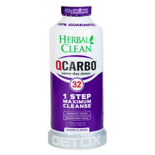 Herbal Clean QCarbo32 Same-Day Premium Detox Drink, Grape Flavor, 32 Fl Oz