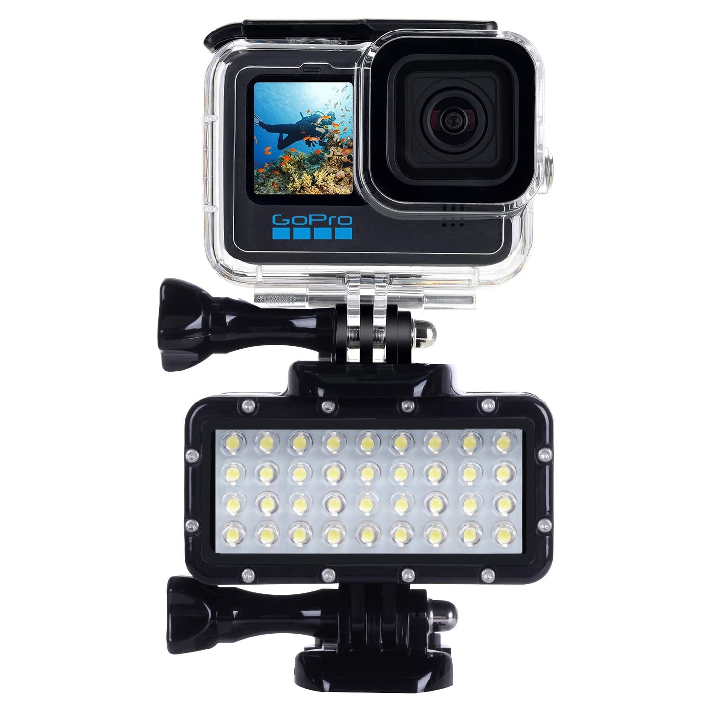 Suptig Diving Light High Power Dimmable Waterproof LED Video Light Fill Night Light Diving Underwater Light Waterproof 147ft for Gopro Hero 13/Hero 12/11/10/9/8/7/6/5/5S/4/3+ More Action Cam