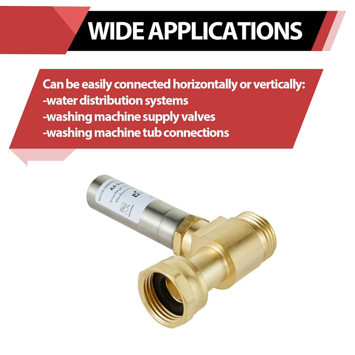 (Pack of 2) EFIELD S-241 Stainless Steel Water Hammer Arrestor For Washing Machine, 3/4 Inch Swivel FHT x 3/4 Inch MHT,(HAMMER020-2PCS)