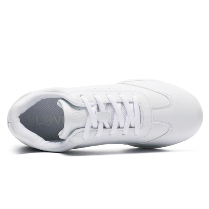 HWJHMX White Cheer Shoes for Girls Womens Youth Cheerleading Shoes Cheering Team Gear Cheer Sneakers Cheerleaders Athletic Comfortable Flats Breathable Soft Kids Cheer Shoes Size