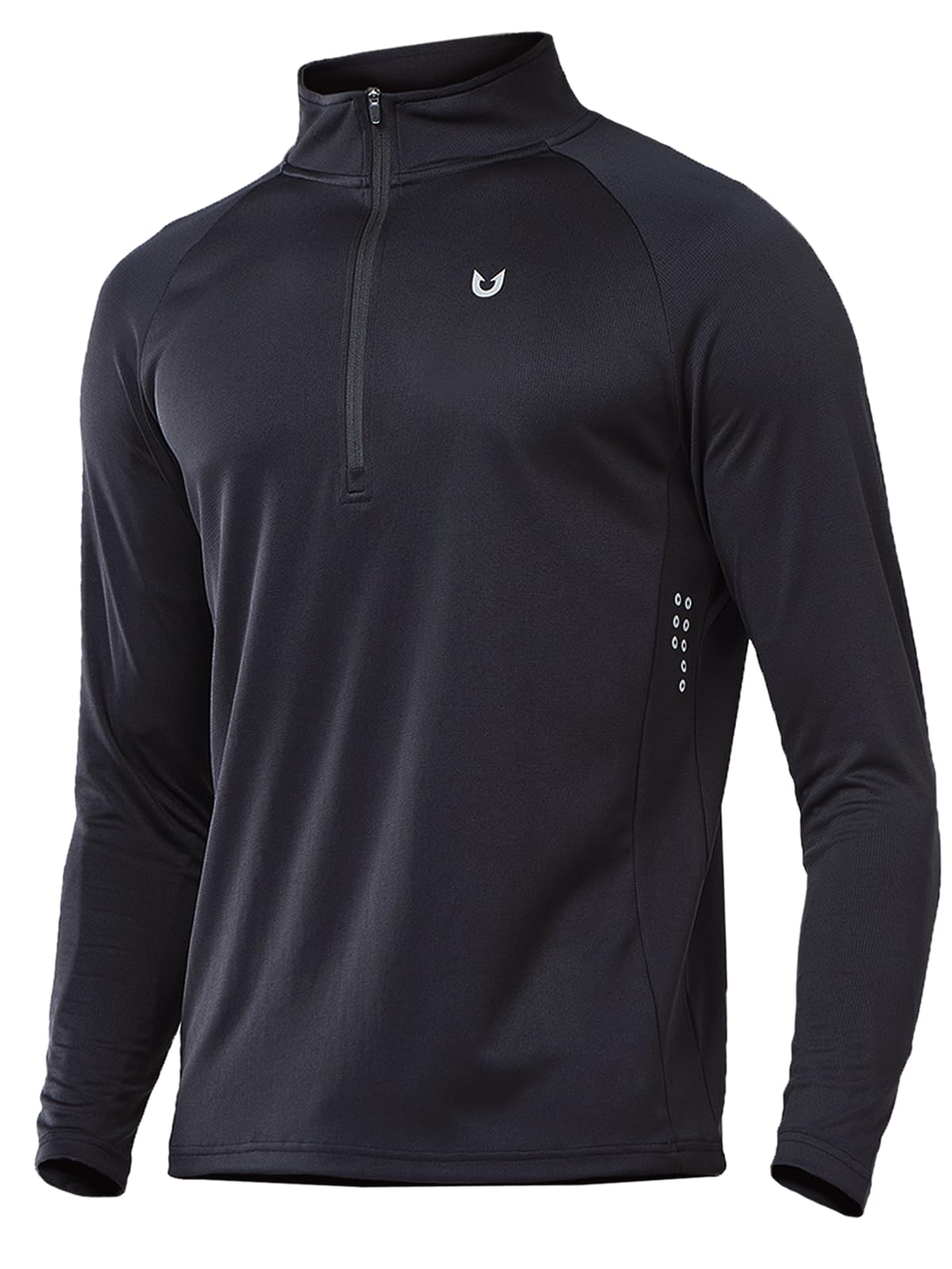 NORTHYARD Men's Running Shirt Long Sleeve Quarter Zip Pullover Moisture Wicking Quick Dry Athletic Workout Shirts Black-L