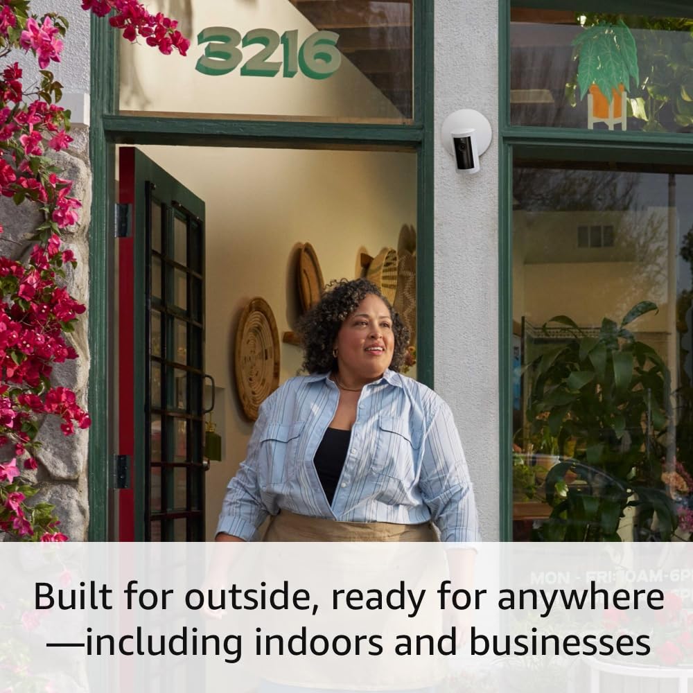 Ring Outdoor Cam Plus, Power over Ethernet (Newest Model) — Wide-Angle 2K Video with Ring Vision, Low-Light Sight for full-color night vision, Mount-anywhere versatility, White