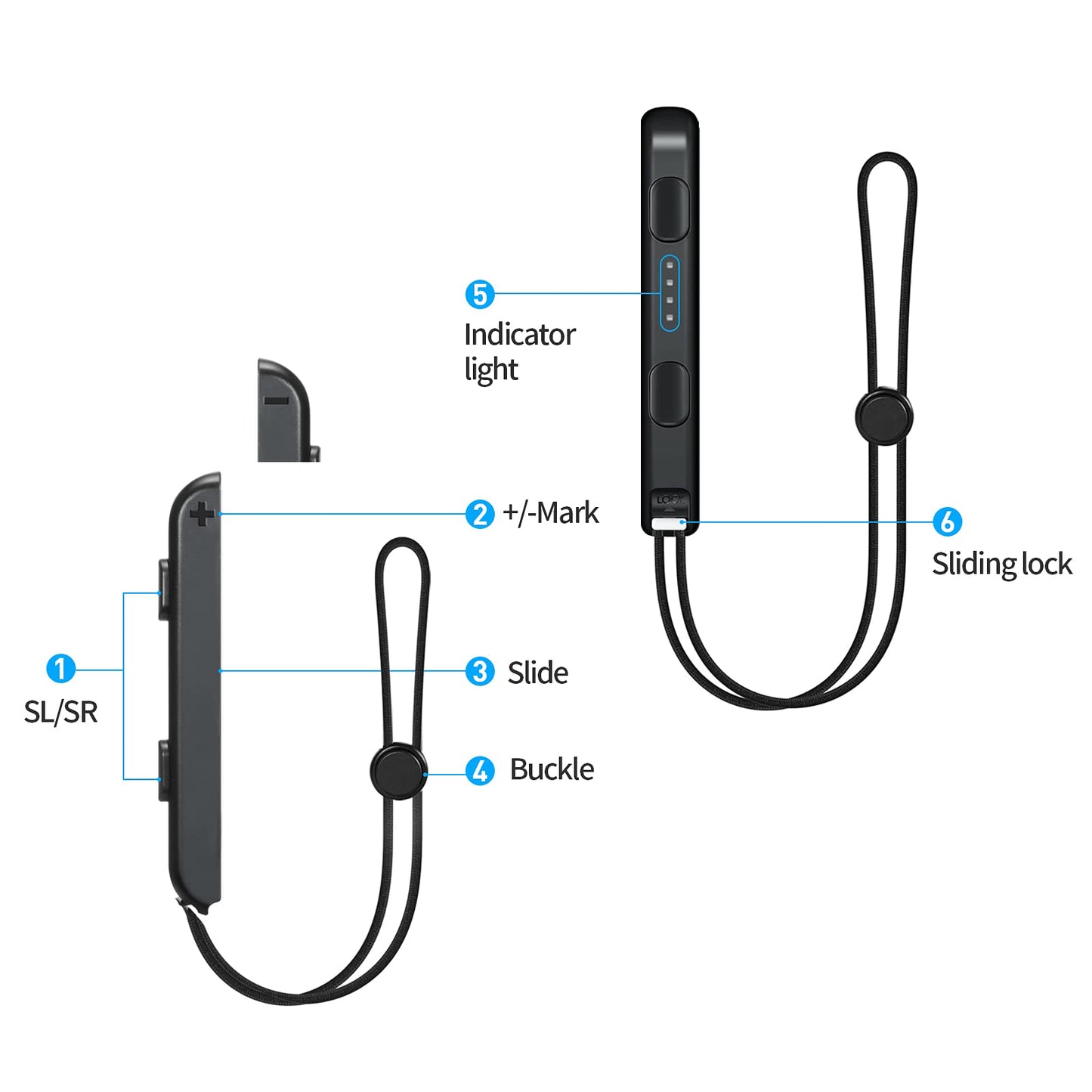 MOSAHOLL Wrist Strap for Switch Joycon – 2 Pack Lanyard Replacement Parts Accessories for Joy Con Joy-Con Controller