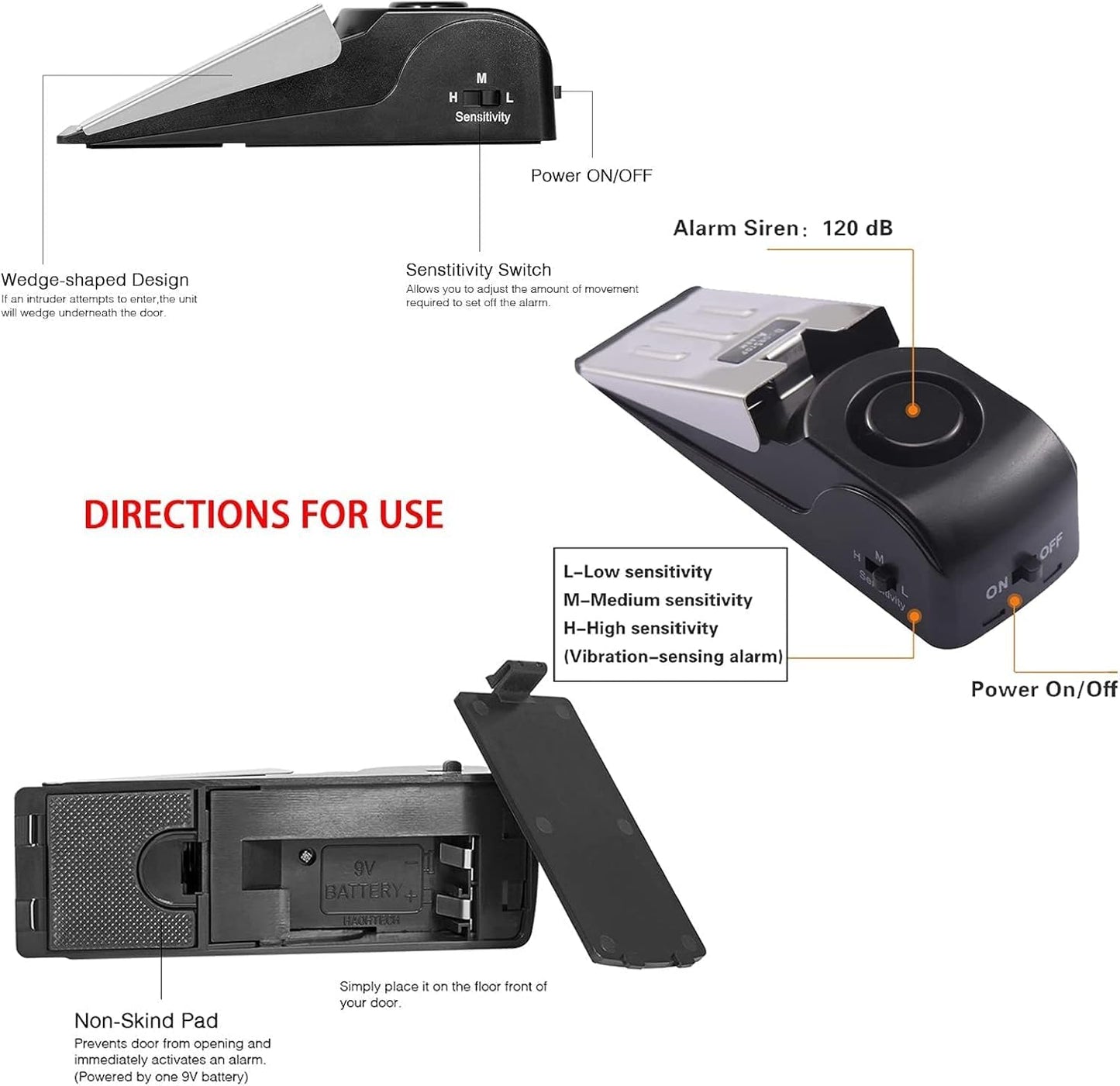 Portable Door Lock & Door Stop Alarm Set, Dual Protection Home Security Door Kit, Travel Hotel Lock Devices Pocket Self Defensey Tools for Traveling Hotel Home Apartment,Red