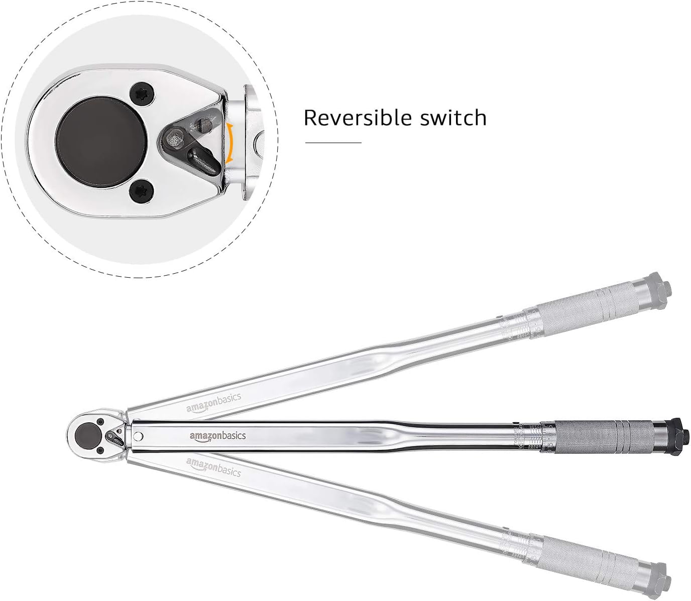 Amazon Basics 1/2-Inch Drive Click Heavy-Duty Torque Wrench - 25-250 foot-lb, 33.9-338.9 Nm