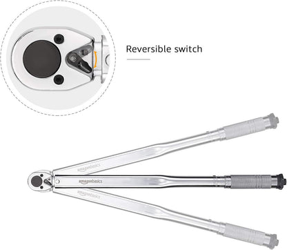 Amazon Basics 1/2-Inch Drive Click Heavy-Duty Torque Wrench - 25-250 foot-lb, 33.9-338.9 Nm