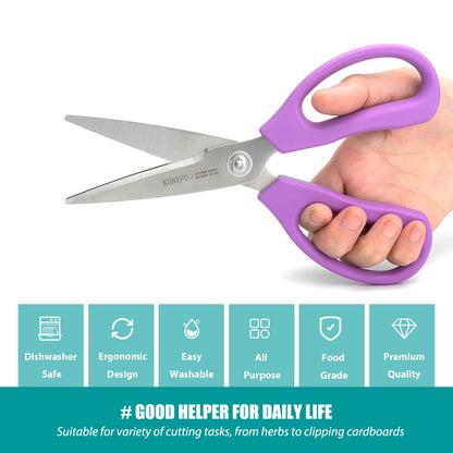 KUNIFU Kitchen Scissors, All Purpose Kitchen Shears, Heavy Duty Come Apart Scissors Gadgets Utensils - Black