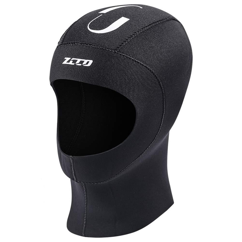 Neoprene Wetsuit Hood Scuba Diving Hood 3MM 5MM for Men Women Youth, Bib Dive Cap Surfing Thermal Hood for Kayaking Snorkeling Swimming Sailing Canoeing Water Sports (5mm Black, L)
