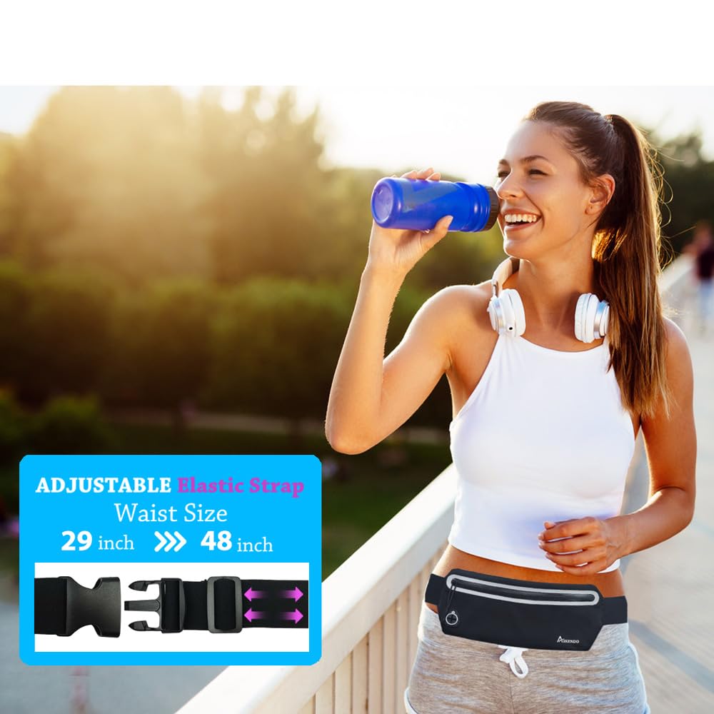 AIKENDO Slim Running Belt Fanny Pack,Runners Waist Pouch Bag Exercis Gym Waist Pack,Jogging Belt,Workout Running Accessories Phone Holder for Running