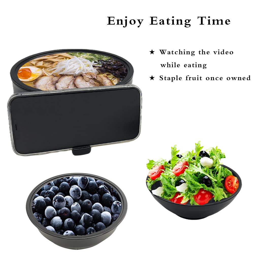 Lshfwn 33oz Microwave Ramen Cooker,Ramen Bowl Set,Instant Noodles Bowl with Chopsticks,Rapid Ramen Cooker with Handles for College Dorm Room Apartment Essentials Dishwasher-Safe,Black