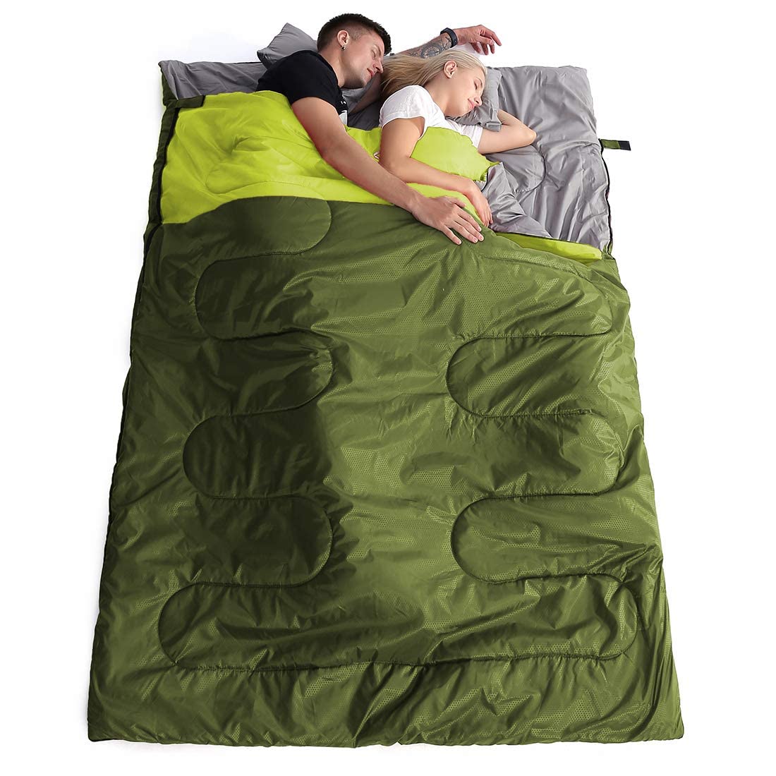 oaskys Double Sleeping Bag for Adults with 2 Pillows - Queen Size XL Waterproof Sleeping Bag for All Season Camping Hiking Backpacking 2 Person Sleeping Bags for Cold Weather & Warm