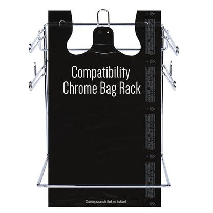 Platree Large Plain Black (400 Count) Embossed T-Shirt Bag, 12 inch X 7 inch X 22 inch, 17 mic, Black Bags with Handled, Bulk, Grocery, Retail, Heavy Duty