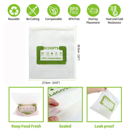 100% Compostable Large Sandwich Zip Bag | ECO-Friendly Food Storage Bags | Freezer Bag | Plant-Based BPA-free | Seal well for Fruit,Food and Snack (L-2Pack)