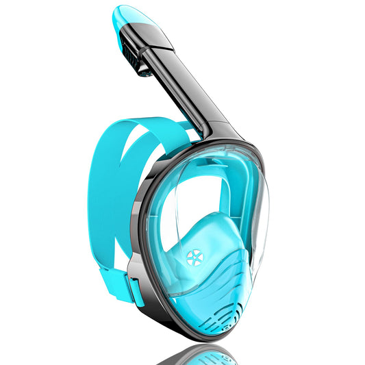 QingSong Full Face Snorkel Mask for Adults, Snorkeling Gear with Camera Mount, 180 Degree Panoramic View Snorkel Set Anti-Fog Anti-Leak