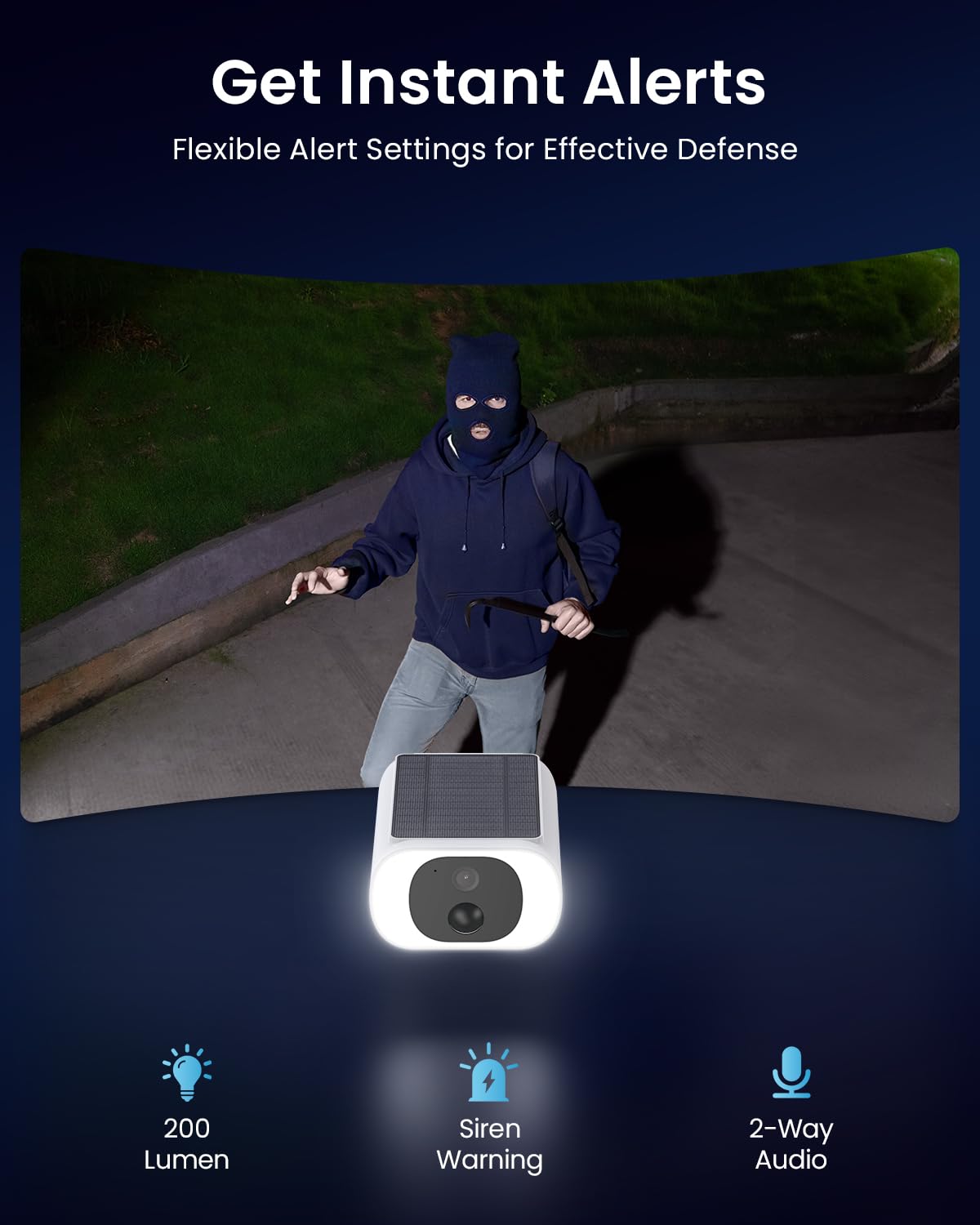 ieGeek Solar Camera Outdoor Wireless, 2K Outside Cameras for Home Security, Embedded Solar Panel, AI Motion Detection, Smart Spotlight & Alarm, No Hub Needed, 2 Pack