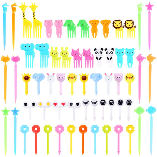 156PCS Animal Food Picks for Kids Bento Box Accessories, FATLODA Fun Kid Food Picks, Cute Fruit Toothpicks for Kids Lunch Accessories, Reusable Lunchbox Pick for Kid Toddler