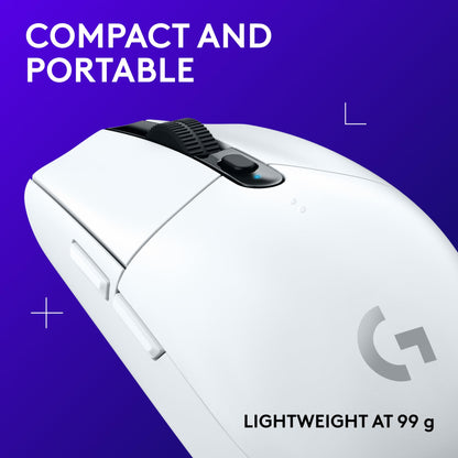 Logitech G305 LIGHTSPEED Wireless Gaming Mouse, Hero 12K Sensor, 12,000 DPI, Lightweight, 6 Programmable Buttons, 250h Battery Life, On-Board Memory, PC/Mac - White