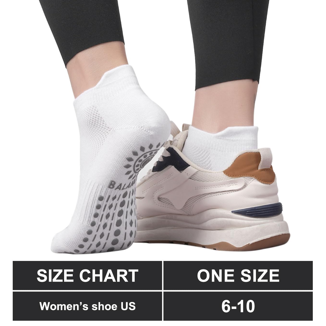 Grip Pilates Socks Ankle for Women, Yoga Non Slip Socks for Barre Workout Gym Hospital Sticky Slipper Socks 3 Pairs