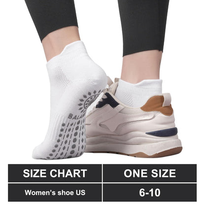 Grip Pilates Socks Ankle for Women, Yoga Non Slip Socks for Barre Workout Gym Hospital Sticky Slipper Socks 3 Pairs