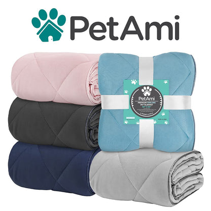 PetAmi Premium Cooling Dog Blanket | Lightweight Fluffy Pet Throw Blanket Bed Cover for Dogs, Cat, Puppies | Pet Blanket Furniture Protector Couch Sofa | Reversible Fuzzy Cozy | 24x32, Pink