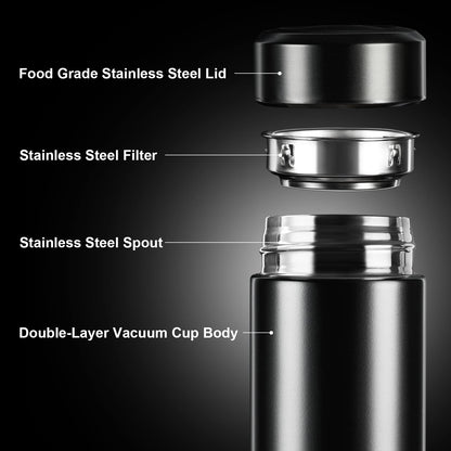 PARACITY Insulated Water Bottle, 17 oz Stainless Steel Water Bottles, Double Wall Vacuum Hot Drinks Thermo, Metal Water Bottle Keeps Hot for 12 Hrs, Cold for 24 Hrs, for Coffee, Tea