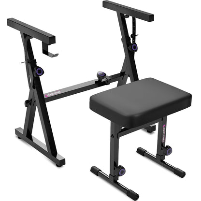 Liquid Stands Portable Heavy Duty Digital Piano Stand & Bench Set - Adjustable Keyboard Music Stand & Seat for 54-88 Key Electric Pianos