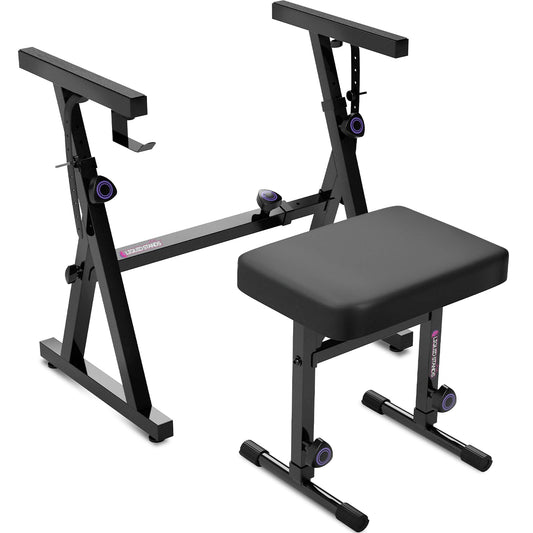 Liquid Stands Portable Heavy Duty Digital Piano Stand & Bench Set - Adjustable Keyboard Music Stand & Seat for 54-88 Key Electric Pianos