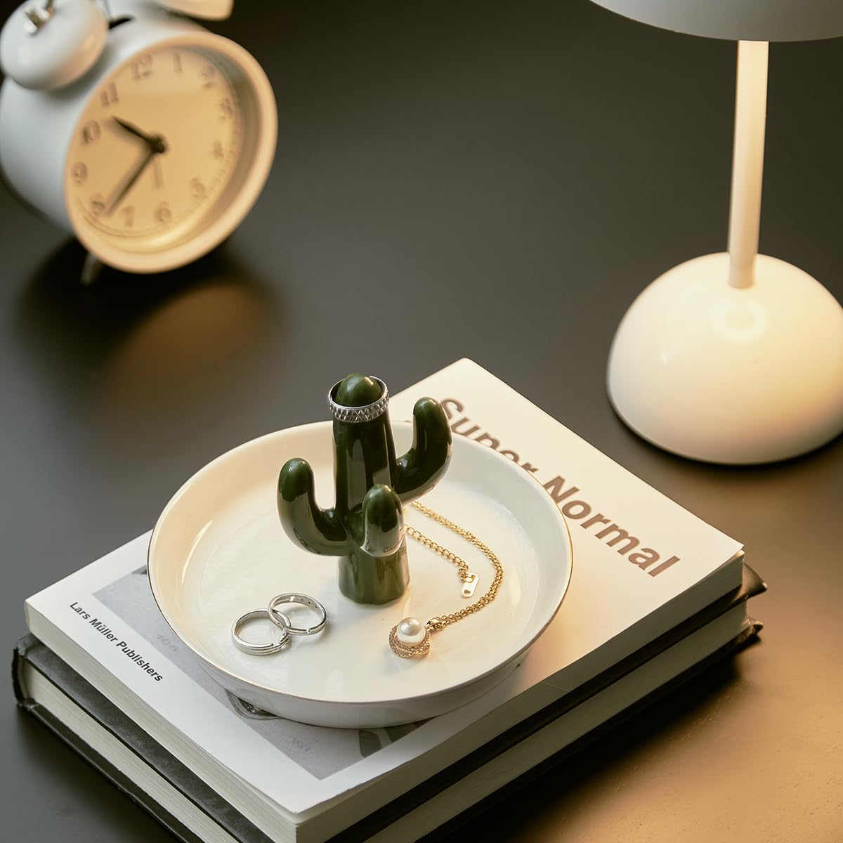 mono living Ceramic Cactus Ring Holder for Jewelry, Ring Dish, Trinket Tray, Cute Hippie Décor for Teen Girl Room, Christmas Thanksgiving Gift for Women