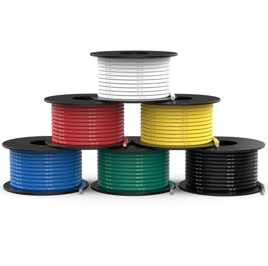 NAOEVO 16 Gauge Wire 120ft, 16 AWG Wire 6 Colors 20ft Each Spool, Flexible Silicone Tinned Copper Electrical Cable, Wiring kit for Breadboard/Automotive/DIY/Battery, 200℃