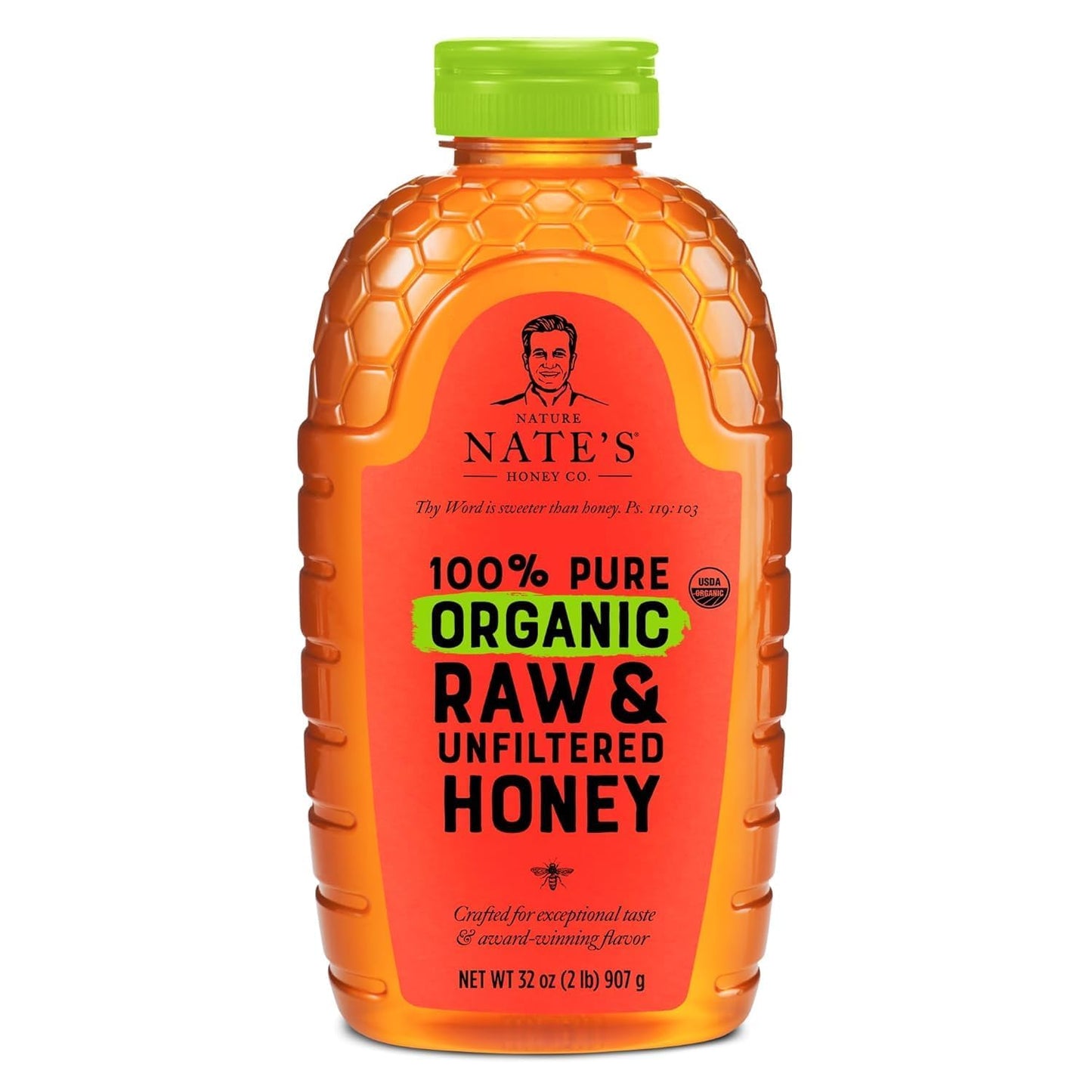 Nate's Organic 100% Pure, Raw & Unfiltered Honey - USDA Certified Organic - 32oz. Squeeze Bottle