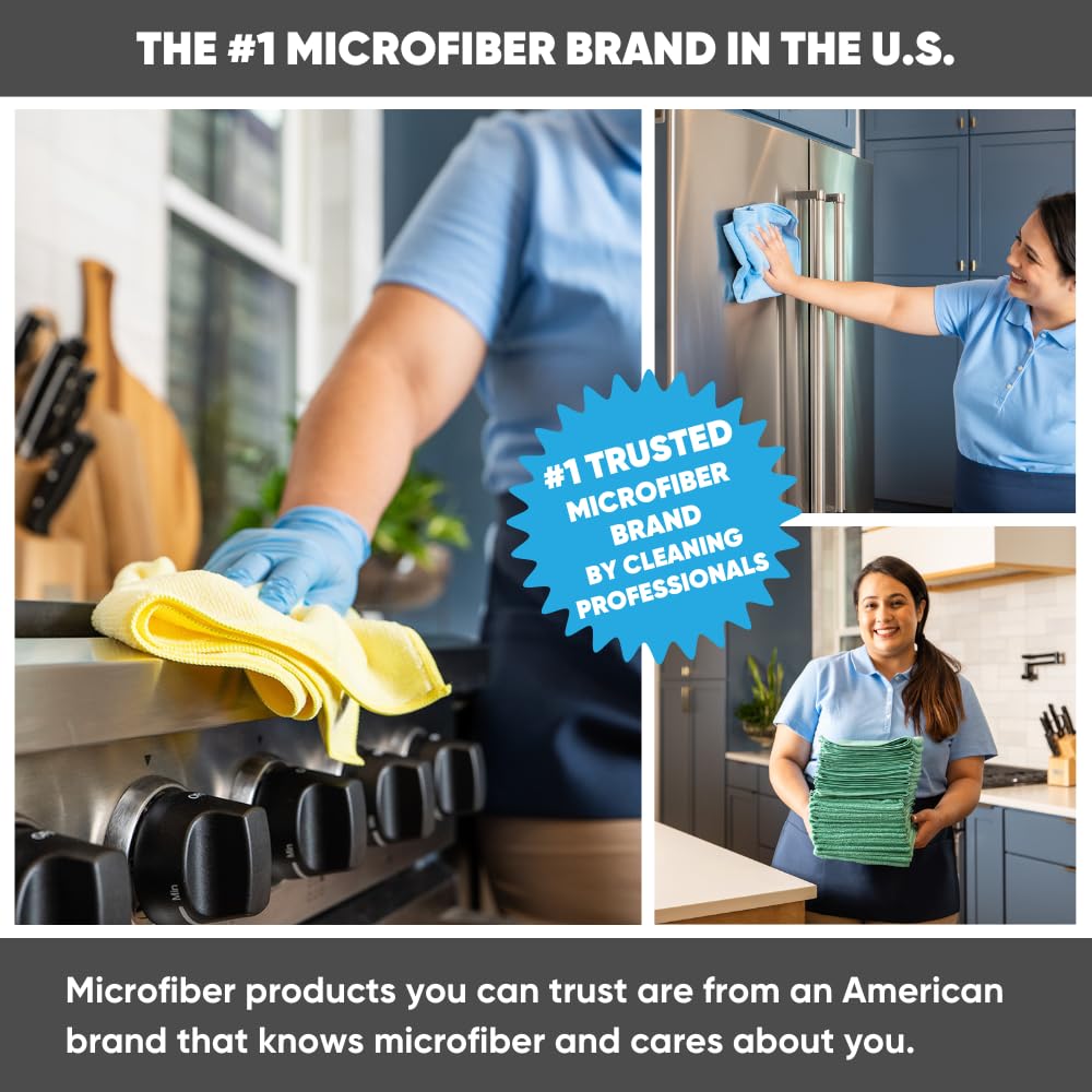 MW Pro Microfiber Cleaning Cloth | Black Gray Blue | 12 Pack | 16” x 16” | All Purpose Microfiber Towels - Clean, Dust, Polish, Scrub, Absorbent