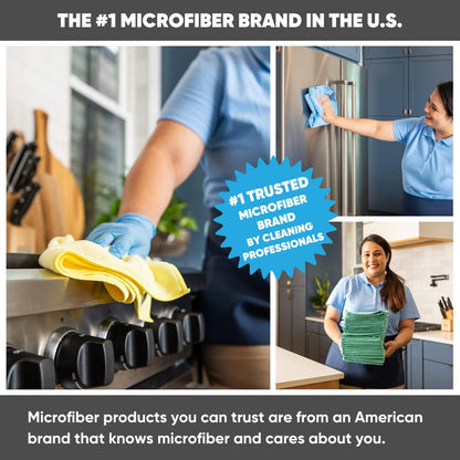 MW Pro Microfiber Cleaning Cloth | Black Gray Blue | 12 Pack | 16” x 16” | All Purpose Microfiber Towels - Clean, Dust, Polish, Scrub, Absorbent