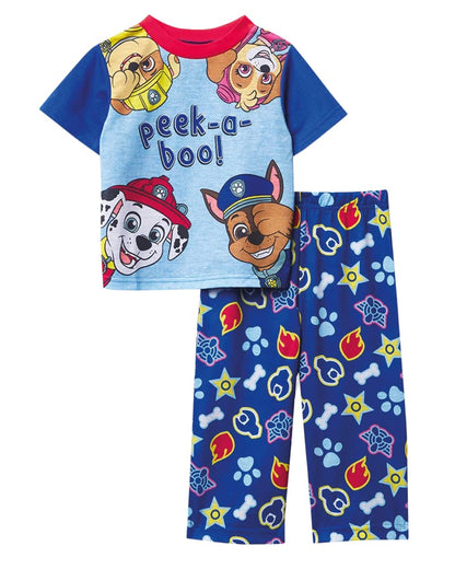 Nickelodeon Boys' Little Patrol | Baby Shark 2-Piece Loose-fit Pajama Set, Soft & Cute for Kids, Peekaboo Paws 2, 4T
