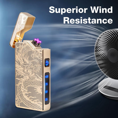 LcFun Electric Lighter USB Rechargeable, Dual Arc Plasma Lighter, Windproof Flameless Lighters, Electronic Lighters with LED Battery Indication Gifts for Men Boyfriend Husband (Dragon Gold)