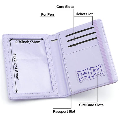 Passport Holder for Travel, Leather Passport Holder RFID Blocking Passport Cover Wallet Passport Case with Pen Holder Passport Holders for Travel Women Men Family Travels Must Haves Essentials,Purple