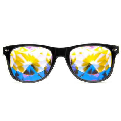 GloFX Ultimate Kaleidoscope Glasses - Black - Rainbow Edm Rave Light Diffraction Music Festival Eyewear (Black)