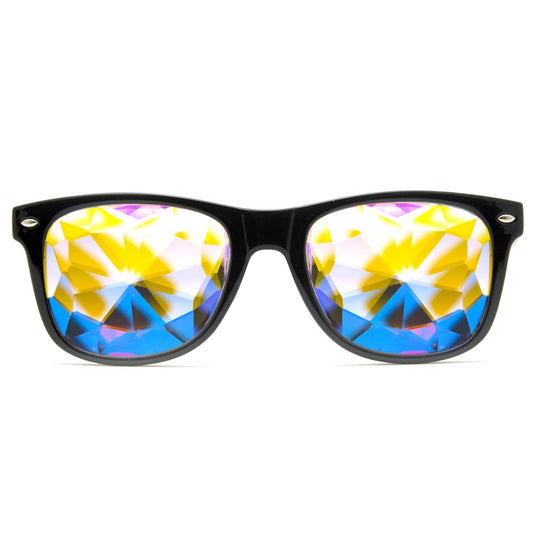 GloFX Ultimate Kaleidoscope Glasses - Black - Rainbow Edm Rave Light Diffraction Music Festival Eyewear (Black)