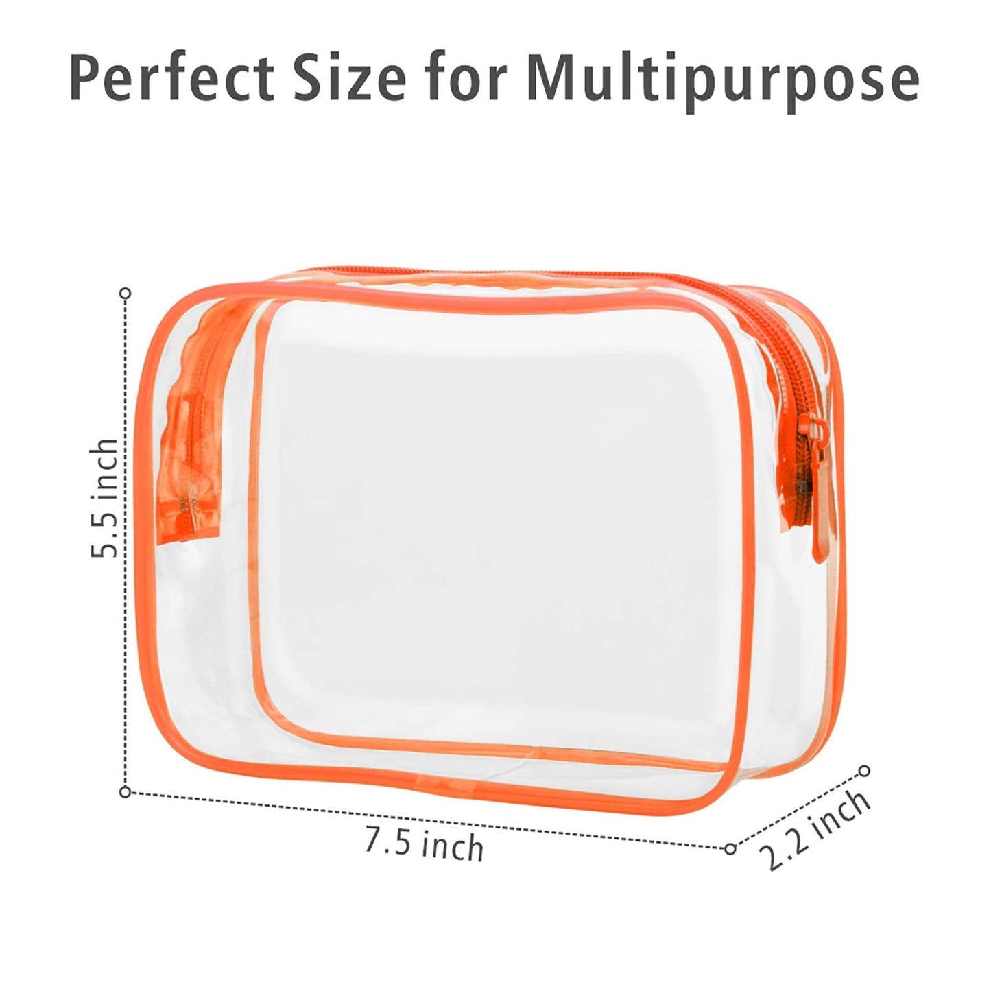 PACKISM Clear Makeup Bag with Zipper, 3 Pack Beauty Clear Cosmetic Bag TSA Approved Toiletry Bag, Travel Toiletry Bag, Quart Size Bag Carry on Airport Airline Compliant Bag, Orange