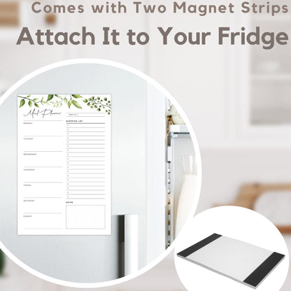 Magnetic Meal Planning Pad for Fridge 52 Undated Tear-off Sheets, 6x9 Inch Meal Planning Notepad for Meal Planner & Grocery List with Magnet, Weekly Meal Planner with Tear Off Shopping List