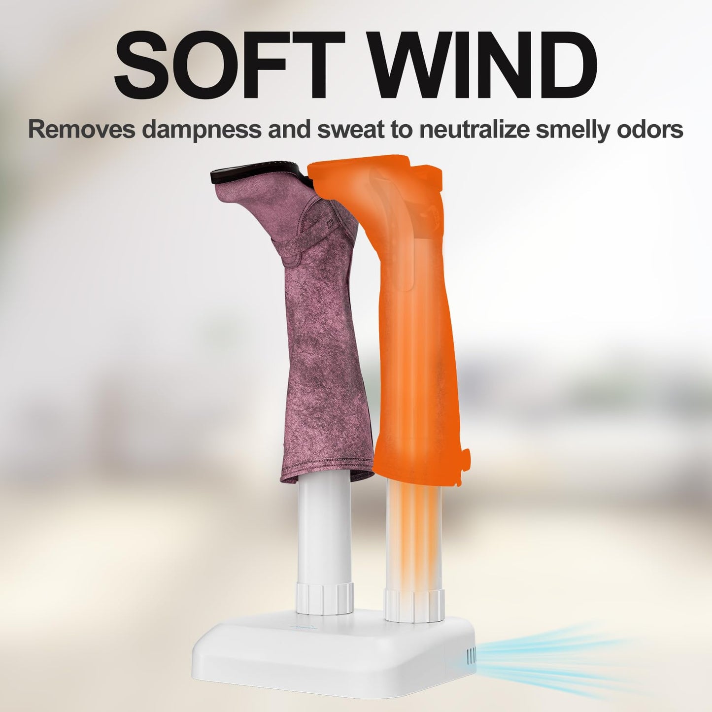 LAVIEAIR Boot Dryer Shoe Dryer for Work Boots Sneakers and Gloves, No Damage Ultra Low Temperature Drying, Fanless Noiseless Boot Warmer Deodorizer