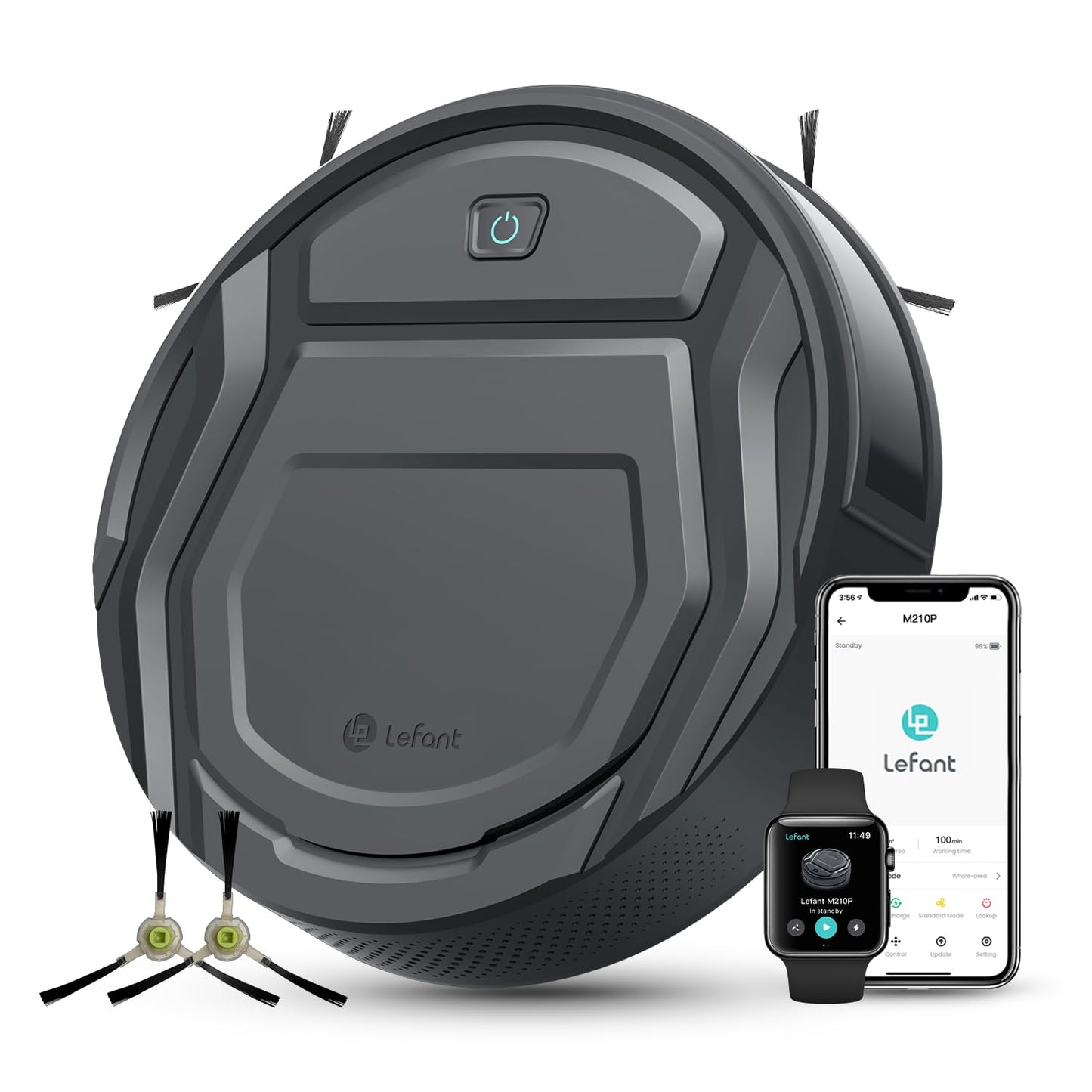 Lefant Robot Vacuum Cleaner M210 Pro,Slim,Quiet,2200Pa Suction,120 Min Self-Charging Robotic Vacuums, Freemove 3.0,WiFi/APP/Alexa,6 Cleaning Modes Ideal for Hard Floors Pet Hair Low Carpet,Gray