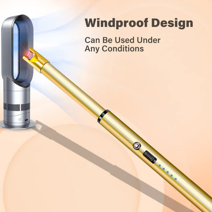 Navpeak Electric Candle Lighter Windproof USB Rechargeable Flameless Long Neck Lighter for Candles Gas Stove Fireplace BBQ Kitchen Grills (Gold)