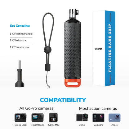 Sametop Floating Handle Grip Floaty Stick Waterproof Handler Accessory Compatible with GoPro Hero 13, 12, 11, 10, 9, 8, 7, 6, 5, 4, Session, 3+, 3, Hero(2018), Max, DJI Osmo Action Cameras (Orange)
