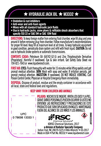 Gunk Liquid Wrench M3332 Hydraulic Jack Oil - 32 oz.